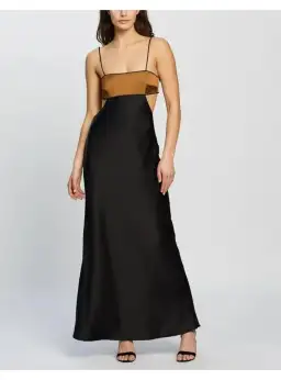 Bec & Bridge Agatha Cut Out Midi Dress Black/Copper Size AU 6 for rent on The Volte - image 1