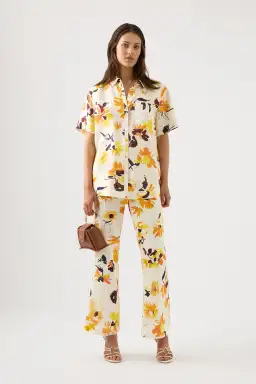 Aje Impressionist Flared Pant and Sandy Pocket Floral Shirt Size 12