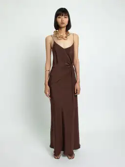 Christopher Esber Ruched Cami Maxi Dress Brown Size 12 for rent on The Volte - image 1