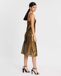 THIRD FORM Mirror Mirror Bias Slip Dress in Brass for rent on The Volte - image 2
