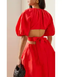 Aje Mimosa Cutout Midi Dress Red Size 12 for rent on The Volte - image 2