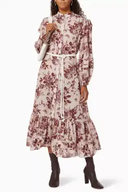 Alemais Heather Tie Shoulder Midi Dress Floral Size AU 6