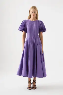 Aje Nova Pleated Midi Dress in Deep Violet Size 6 for rent on The Volte - image 1