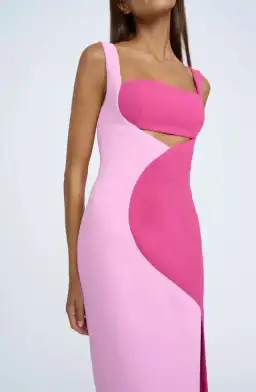 By Johnny Caterina Two Tone Curve Midi Dress Pink Size 6 for rent on The Volte - image 3