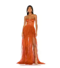 For Love and Lemons Bustier Gown in Rust Size 10  for rent on The Volte - image 1