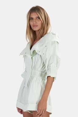 Zimmermann Glassy Rolled Linen Seafoam Playsuit - Size 0P
