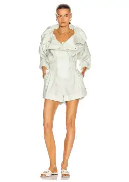 Zimmermann Glassy Rolled Linen Playsuit Seafoam Size 0P / AU 6