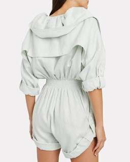 Zimmermann Glassy Rolled Linen Seafoam Playsuit - Size 0P