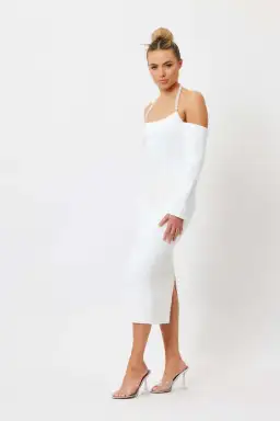 Bianca and Bridgett Tess Pearl Neck Dress White Size 8  for rent on The Volte - image 2