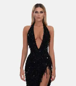 Albina Dyla Black Glamorous Dress Black Size 10 for rent on The Volte - image 2