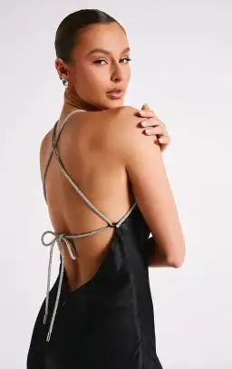 Meshki Louise Diamante Rope Maxi Dress Black Size 6  for rent on The Volte - image 2