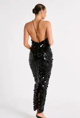 Meshki April Sequin Halter Maxi Dress Black Size 10  for rent on The Volte - image 2