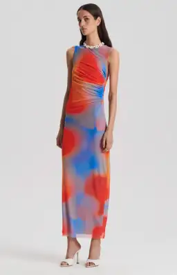 Scanlan Theodore Italian Watercolour Dress Red Blue Size 10 for rent on The Volte - image 1