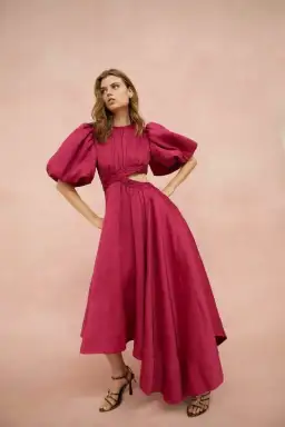 Aje Tidal Tucked Midi Dress Pink Size 6 for rent on The Volte - image 1