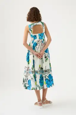 Aje Erika Cut Out Midi Dress in Cool Camellia Floral Size 8 for rent on The Volte - image 2