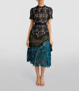 Self Portrait Lace Prairie Guipure Midi Dress Floral Size 8 for rent on The Volte - image 1
