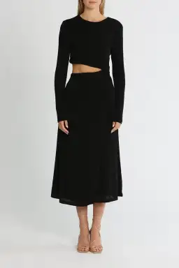 Misha Arma Midi Dress in Black Size 10