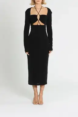 Misha Blaire Midi Dress in Black Size 12