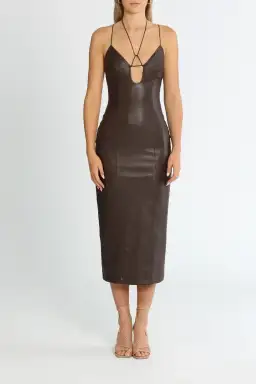 Misha Cary Midi Dress in Chocolate Brown Size 6