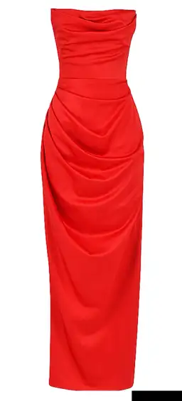 House of CB Adrienne Scarlet Satin Strapless Gown size 12 for rent on The Volte - image 6