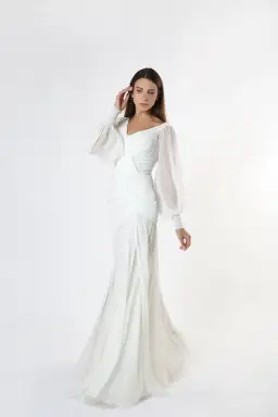Zeena Zaki SS21-05-WHT Gown White Size S /Au  6  for rent on The Volte - image 1