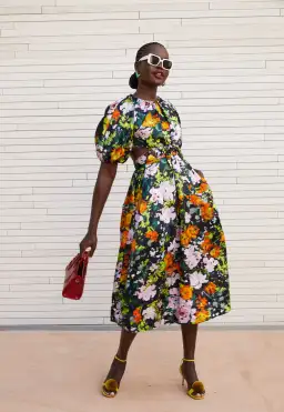 Aje Mimosa Cut Out Midi Dress Midnight Floral  Size 12