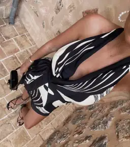 Sir the Label Realisme Wrap Halter Mini Dress Black/Cream Size 0 for rent on The Volte - image 2