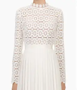 Self Portrait ‘lace Military’ Pleated Crochet Maxi Dress In White Size 8 for rent on The Volte - image 4