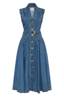 Aje Elena Denim Dress Blue Size 10 for rent on The Volte - image 4