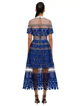 Self Portrait Liliana Dress Blue Lace Size 8 for rent on The Volte - image 2
