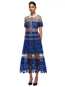 Self Portrait Liliana Dress Blue Lace Size 8 for rent on The Volte - image 3