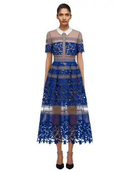 Self Portrait Liliana Dress Blue Lace Size 8 for rent on The Volte - image 1