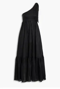 Zimmermann Juliette Bow One Shoulder Linen Maxi Dress Black Size 1 / AU 10 for rent on The Volte - image 4