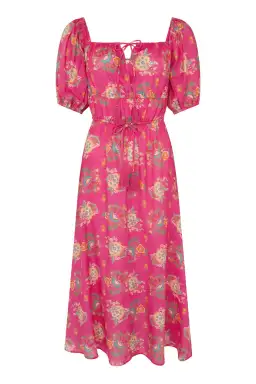 Spell Solstice Linen Soiree Dress Rose Pink Size AU 12 for rent on The Volte - image 3