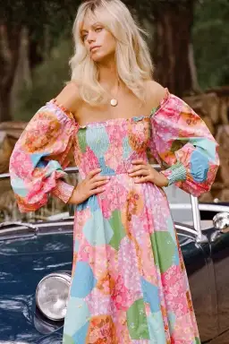 Spell Freda Shirred Midi Dress Multi Size M / AU 10 for rent on The Volte - image 3