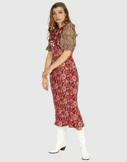 Kachel Harlow Dress Red Print Size 10