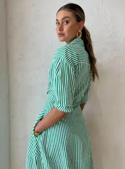 Camilla And Marc Flynn Cocoon Dress In Jade/White Stripe Size 10 for rent on The Volte - image 7