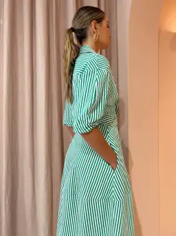 Camilla And Marc Flynn Cocoon Dress In Jade/White Stripe Size 10 for rent on The Volte - image 3