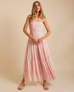 Lover Marigold Pleated Maxi Dress Pink Size 8 for rent on The Volte - image 1