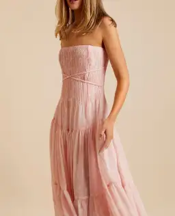 Lover Marigold Pleated Maxi Dress Pink Size 8 for rent on The Volte - image 4