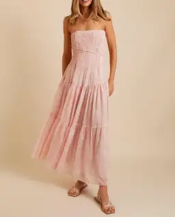 Lover Marigold Pleated Maxi Dress Pink Size 8 for rent on The Volte - image 2