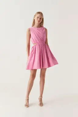 Aje Abbey Twisted Mini Dress Pink Size 14