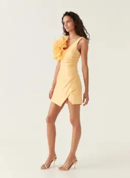 Aje Energy Mini Dress Yellow Size 6 for rent on The Volte - image 1