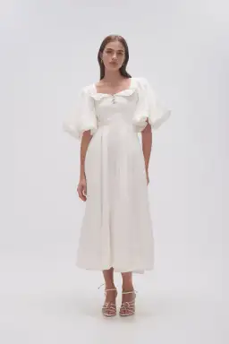 Aje Jessica Frill Midi Dress Ivory Size 10 for rent on The Volte - image 1