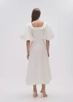 Aje Jessica Frill Midi Dress Ivory Size 10 for rent on The Volte - image 4