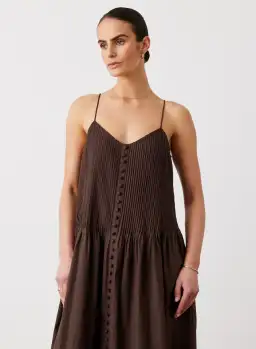 Joslin Lucia Organic Cotton Maxi Dress Chocolate Brown Size 10 for rent on The Volte - image 5