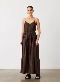 Joslin Lucia Organic Cotton Maxi Dress Chocolate Brown Size 10 for rent on The Volte - image 4