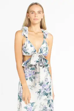 Zimmermann Cassia Ruffle Midi Dress in Hydrangea Floral Size 1 / Au 10 for rent on The Volte - image 2