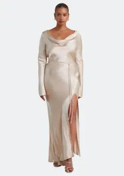 Bec & Bridge Moon Dance Long Sleeve Cowl Dress Sand Size 12  for rent on The Volte - image 1