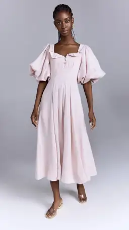Aje Jessica Frill Midi Dress soft pink size 6 for rent on The Volte - image 2